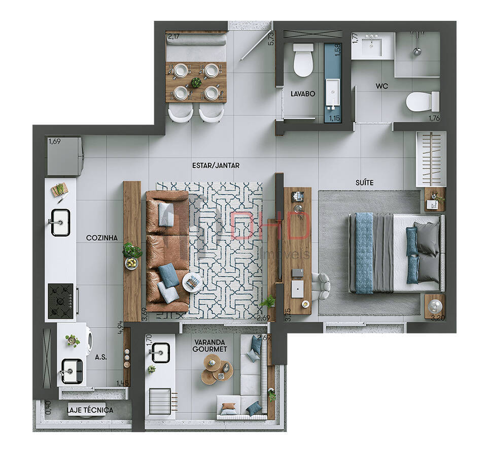 Apartamento, 1 quarto, 51 m² - Foto 12